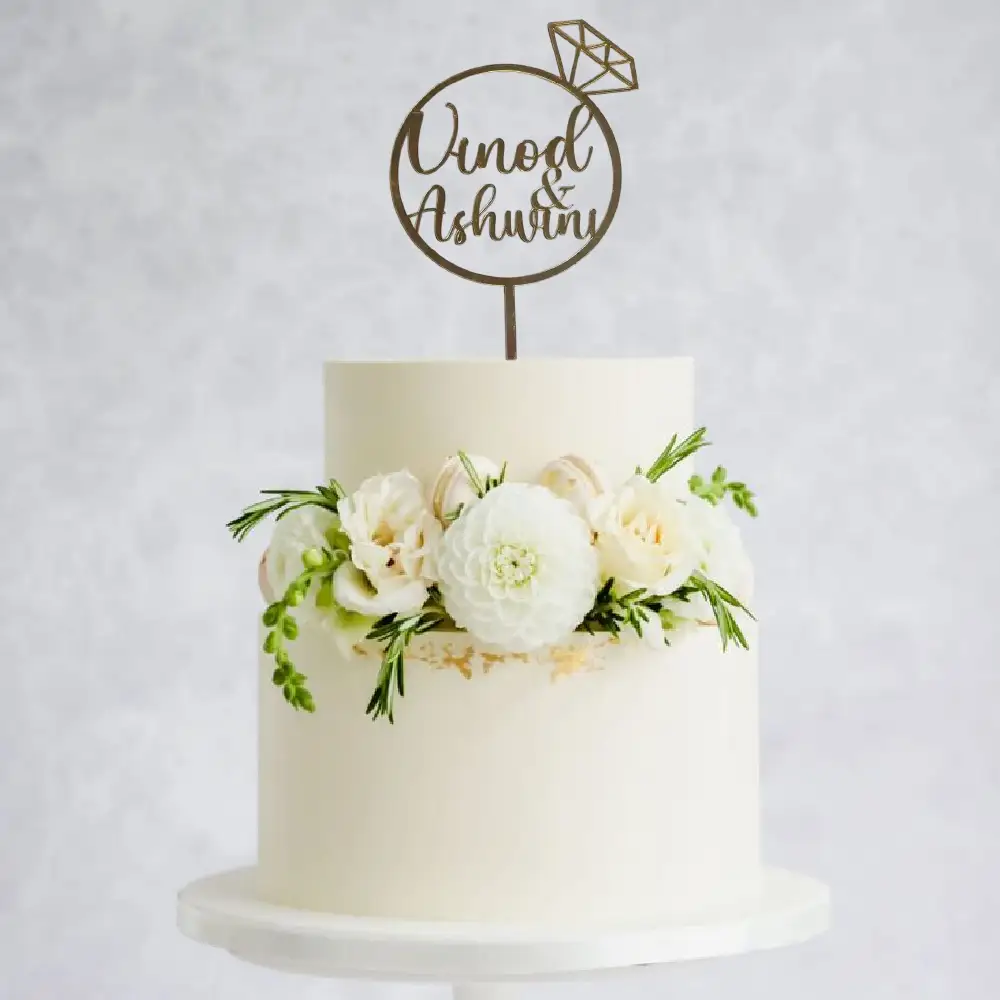 Engagement Ring Cake Topper with Names